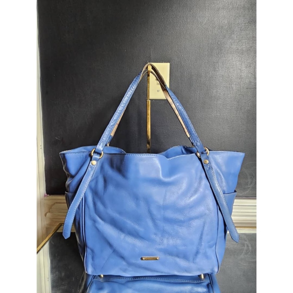 Authentic Burberry Leather Canterbury Tote Royal Blue - Picture 2 of 11